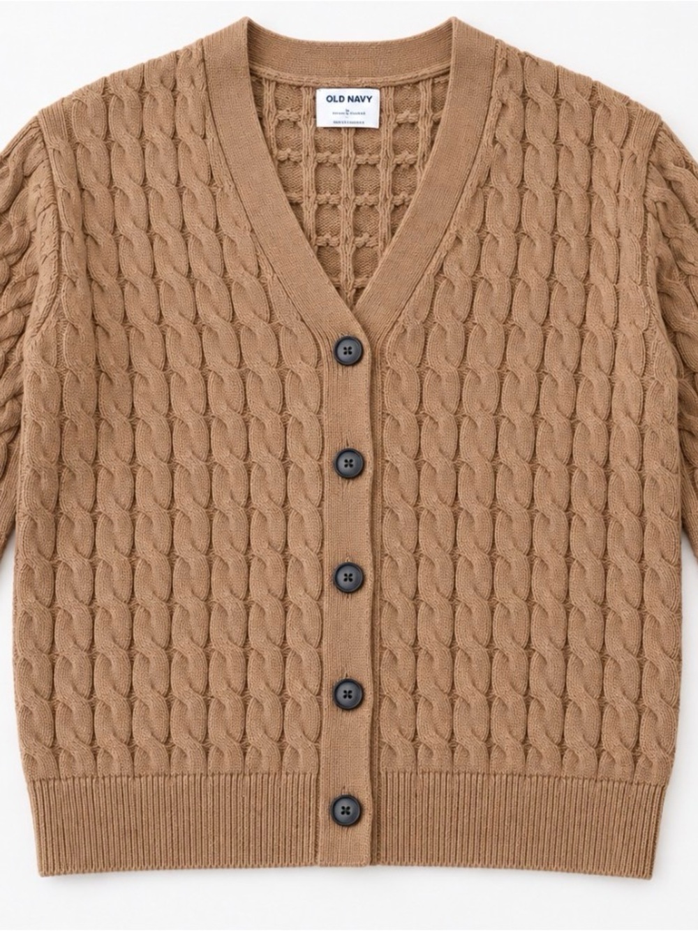 Old Navy Women's Camel Cable-Knit Button Front Cardigan